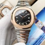 Swiss Quality Patek Philippe Nautilus 8215 Automatic Two Tone Rose Gold Black Dial